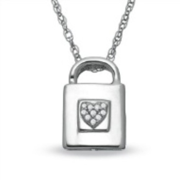 Zales Diamond Padlock Heart Locket Pendant - Picture 1 of 2